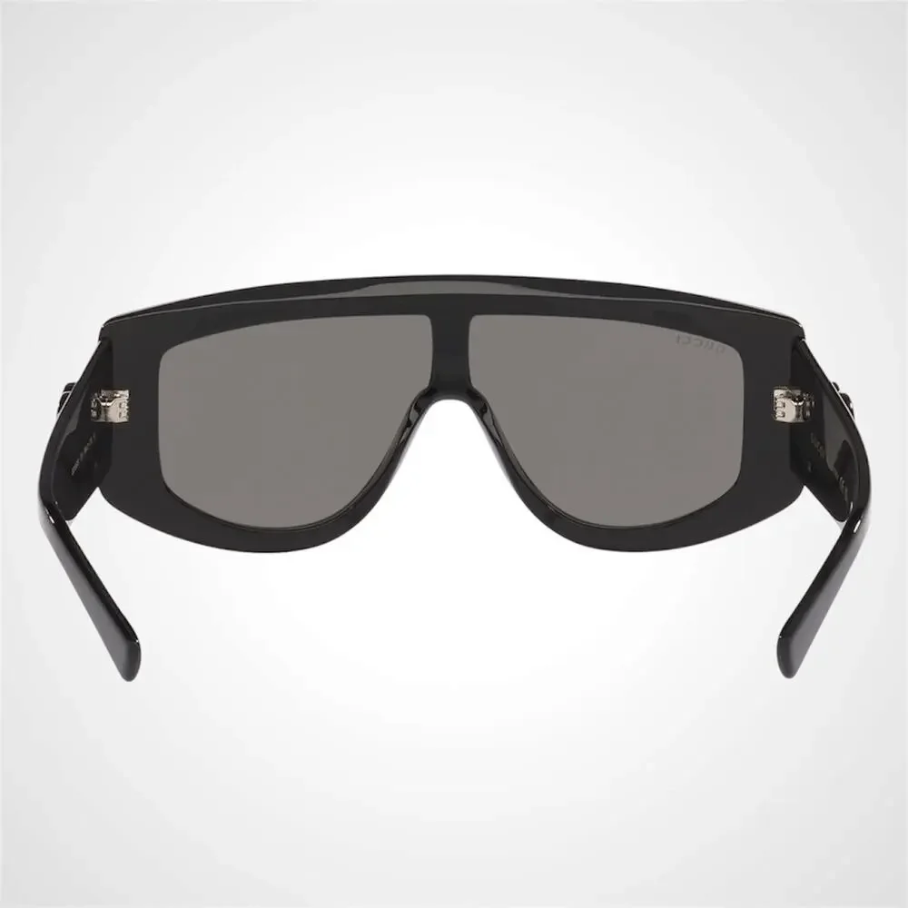New GUCCI Sunglasses Black Wrap Shield Oversized Grey Lens GG 99-1-130mm